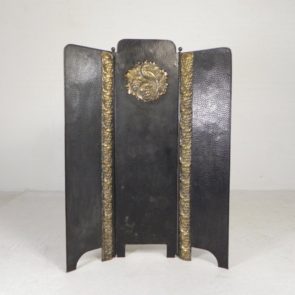 Stalen Art Deco kamerscherm met messing details, jaren 30, Gebruikt, -, -, Ophalen of Verzenden
