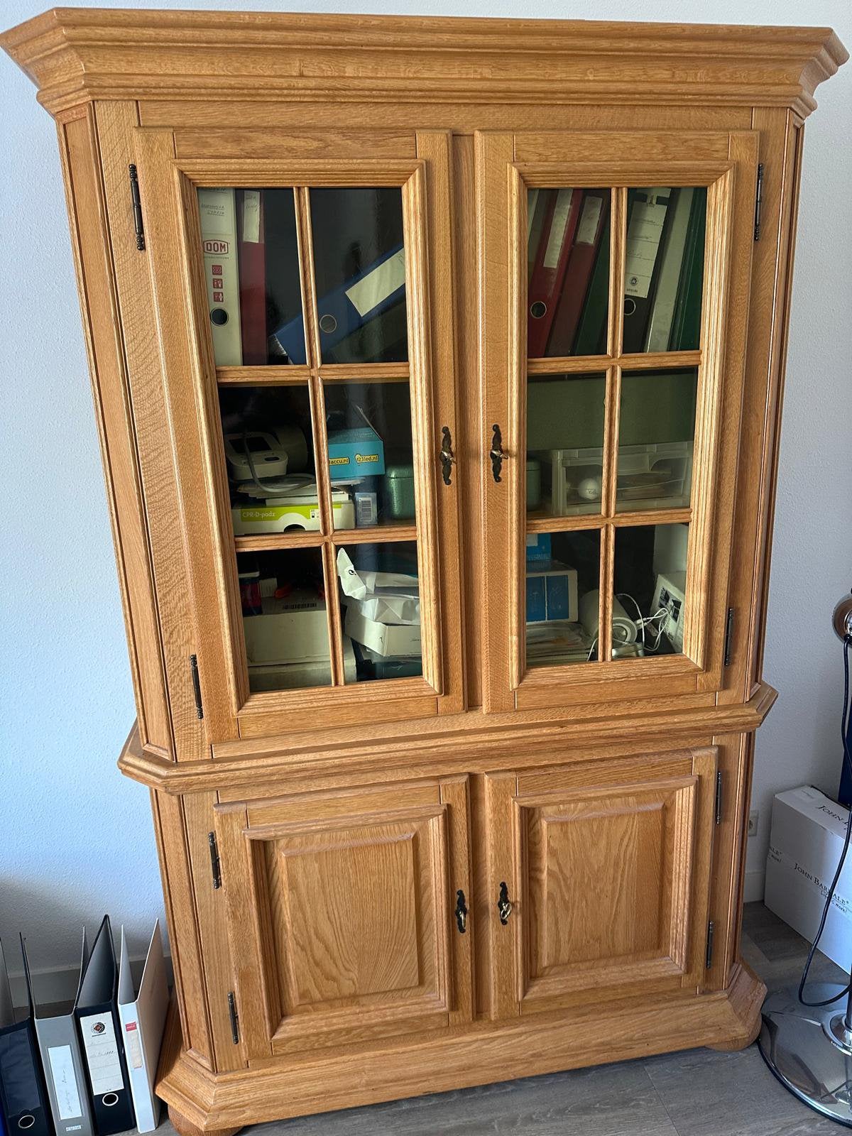 Geloogd eiken buffetkast, Ophalen of Verzenden, Gebruikt, 25 tot 50 cm, 200 cm of meer