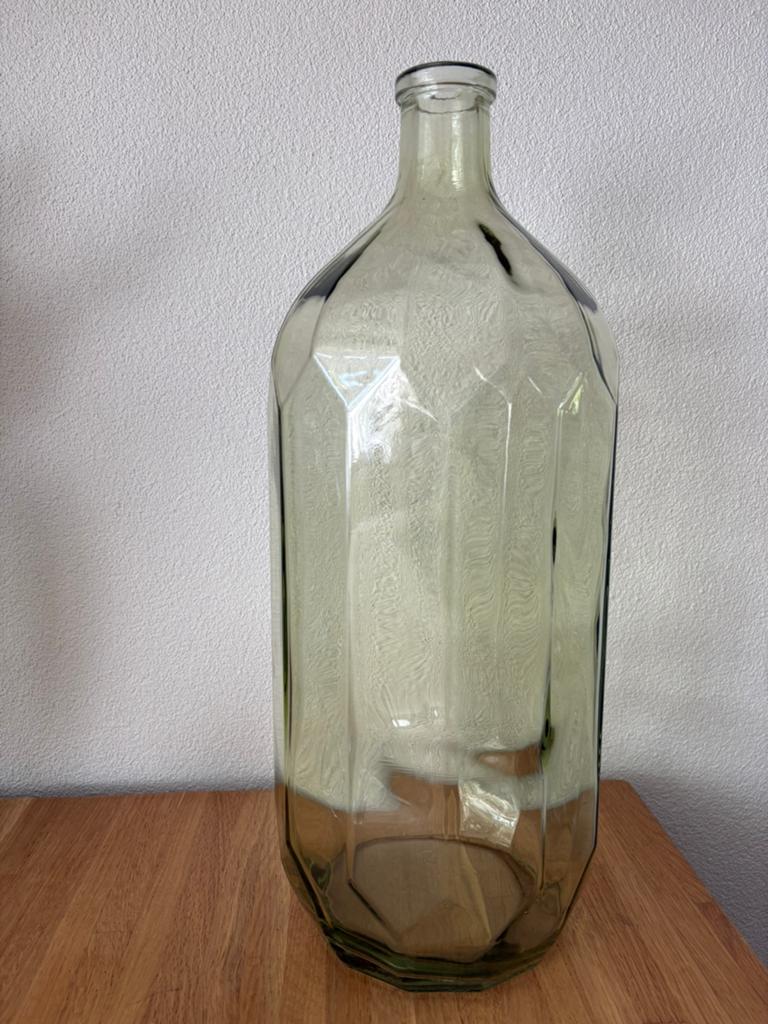 Prachtige mooi geslepen geote groene glaze fles, Ophalen of Verzenden