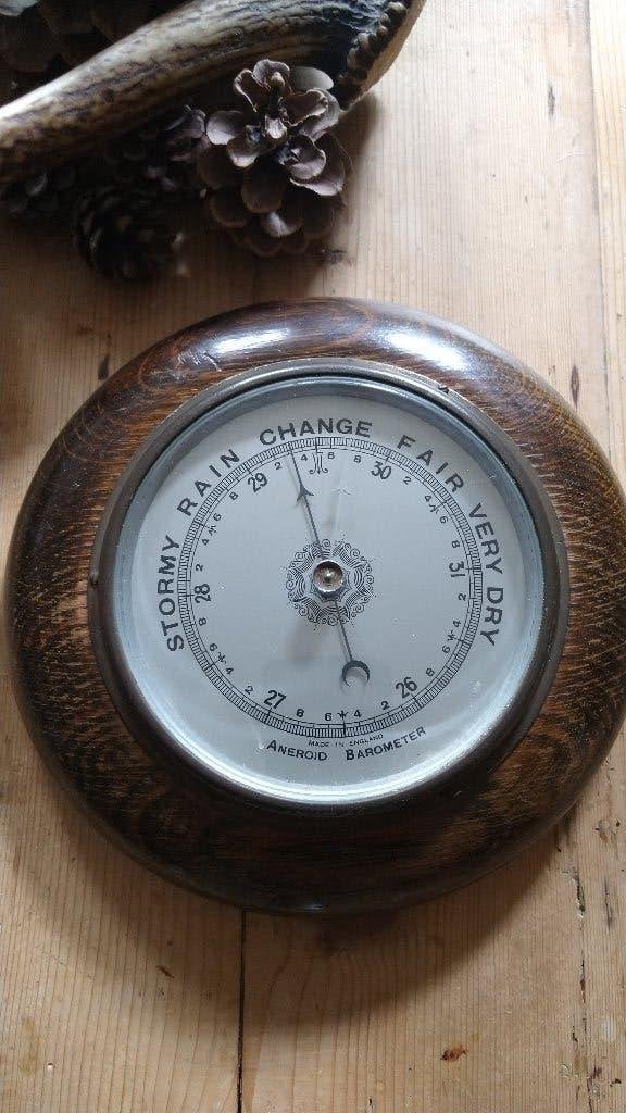 Vintage barometer uit Engeland, Ophalen of Verzenden, Gebruikt, Barometer