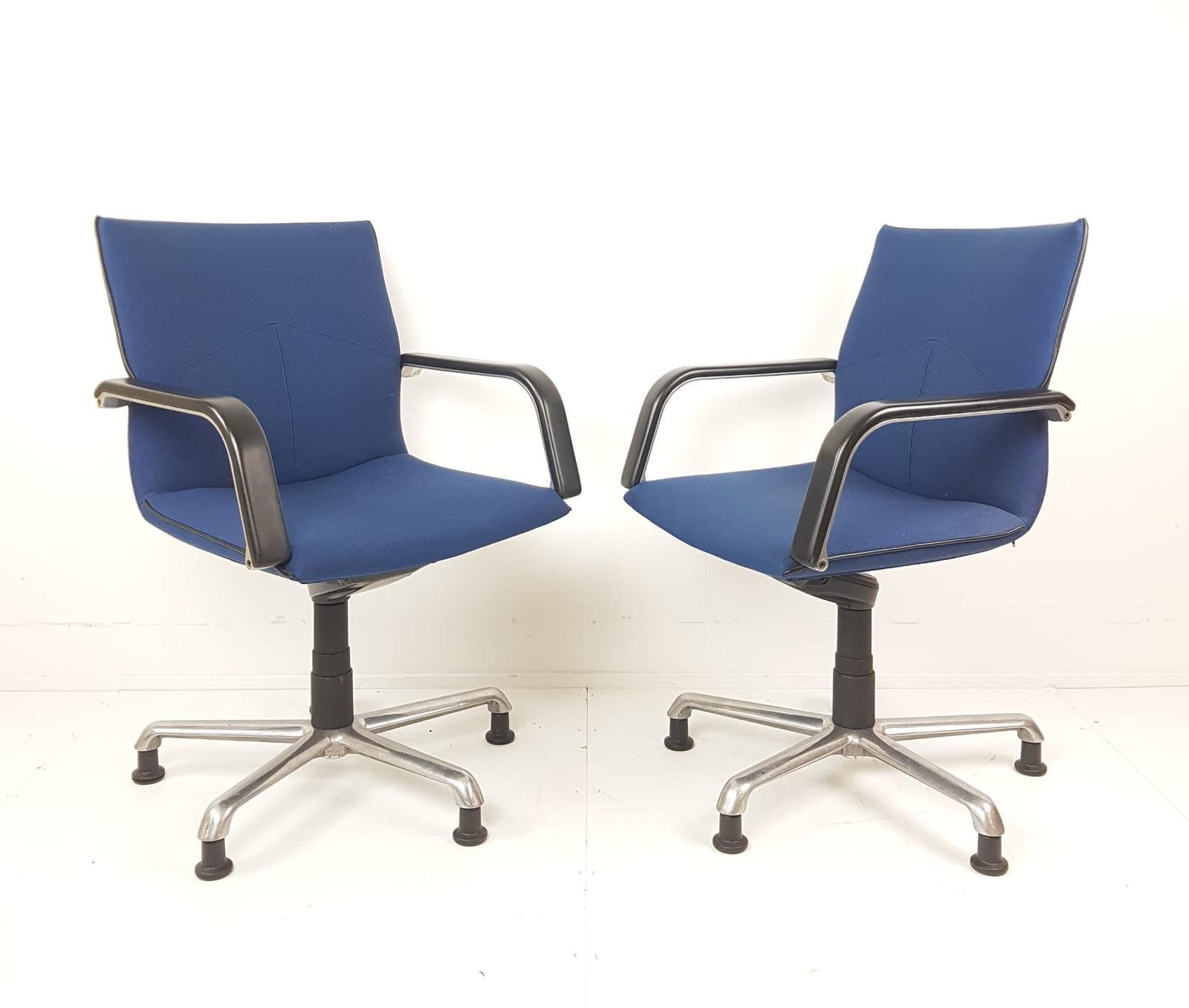 SETPRIJS vintage blauwe bureaustoelen Artifort blauw, Gebruikt, Blauw, ., Ophalen of Verzenden