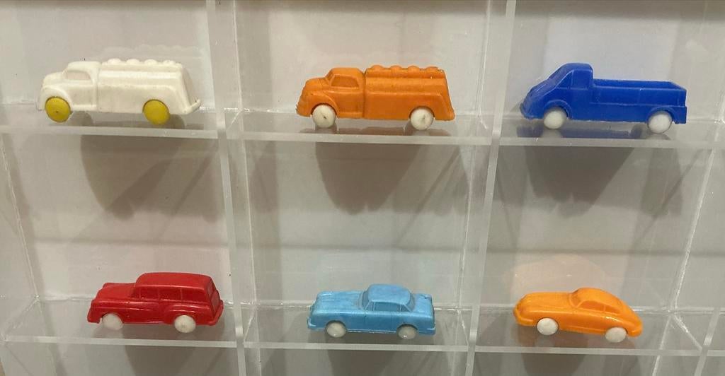 Vintage plastic speelgoedauto's - set van 6, Verzenden, Gebruikt