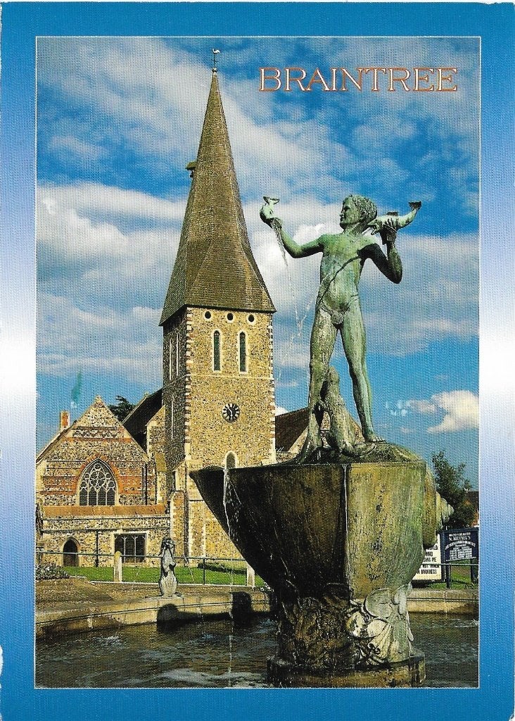 Ansichtkaart  	Braintree (Engeland)	George V Memorial statue, Verzenden, 1980 tot heden, Gelopen, Engeland