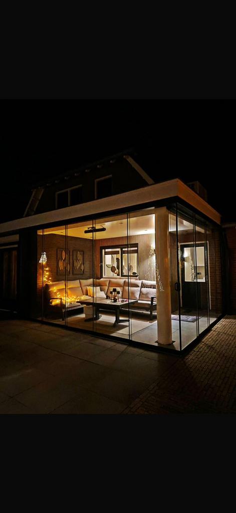 Prachtige glazen schuifwand 275 cm incl. montage – luxe!, Ophalen, Zo goed als nieuw, Serre