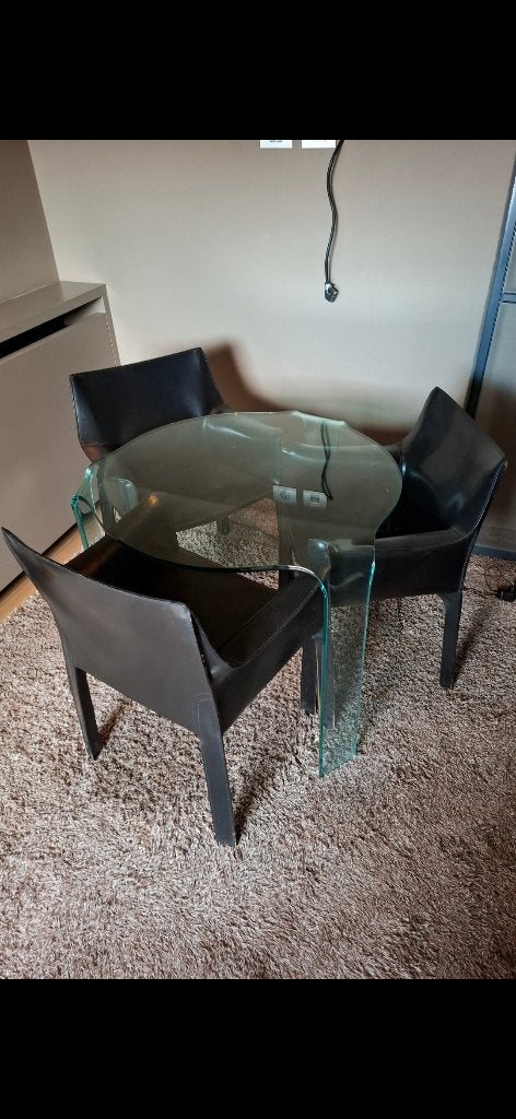 Fiam design tafel curved glass, Ophalen, Rond, 50 tot 100 cm, Glas