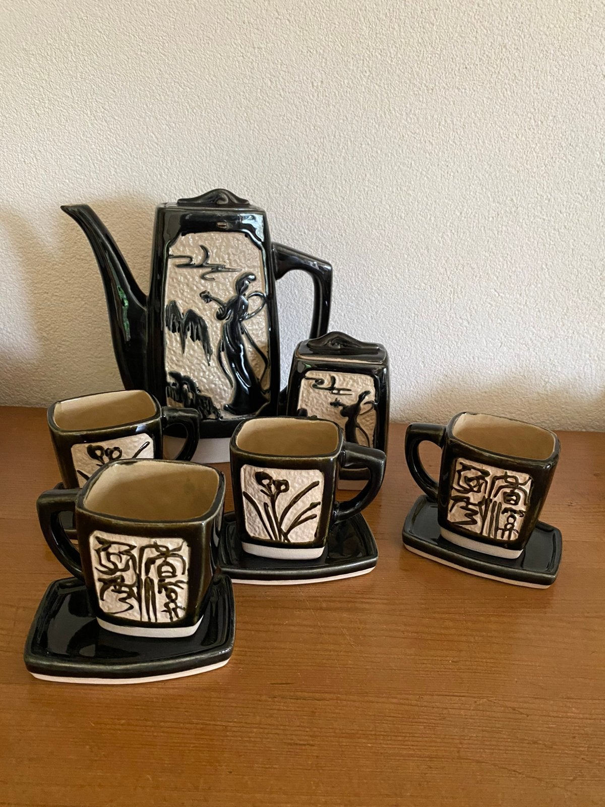 Theeservies Tichang aardewerk jaren ‘70-‘80, Verzamelen, Retro, Ophalen of Verzenden, Huis en Inrichting