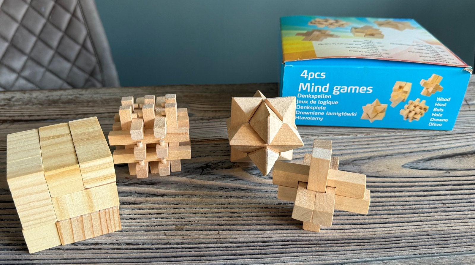 Mind games wood  Houten denk puzzel 4 vormen, Ophalen of Verzenden, Zo goed als nieuw, Puzzelen