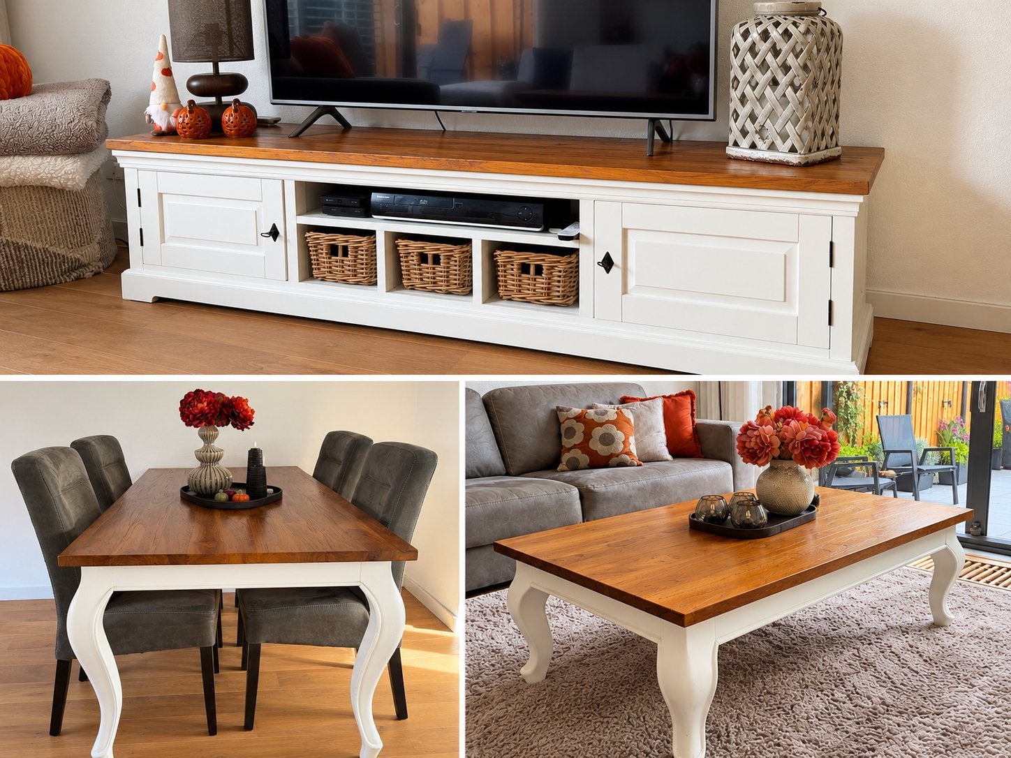 Landelijk TV-meubel, eettafel en salontafel set, Huis en Inrichting, Ophalen, 50 – 75, 150 tot 200 cm, Zo goed als nieuw