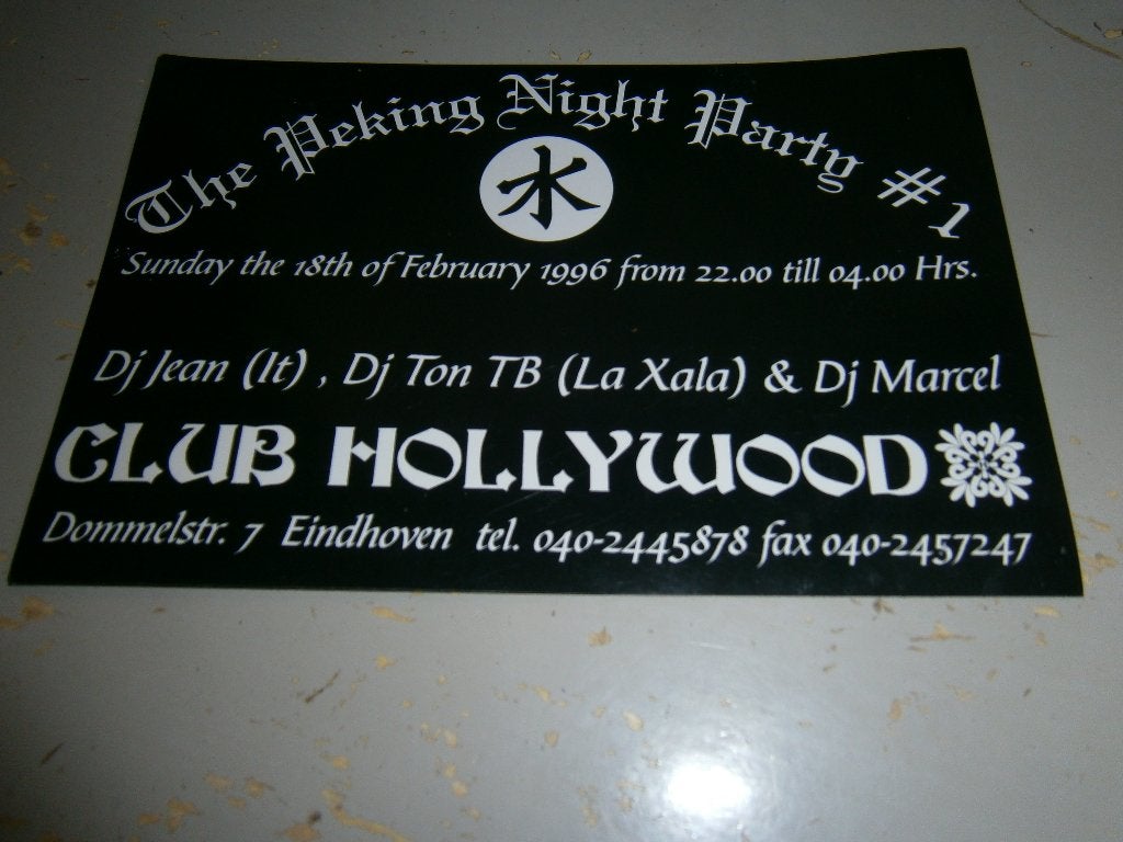 Club Hollywood – The Peking Night Party #1 . Flyer – 1996, Verzamelen, Ophalen, Gebruikt, A4 of kleiner, Rechthoekig Liggend