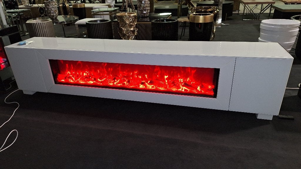 tv-meubel ingebouwde sweerhaard, Ophalen, 150 tot 200 cm, Nieuw, Glas