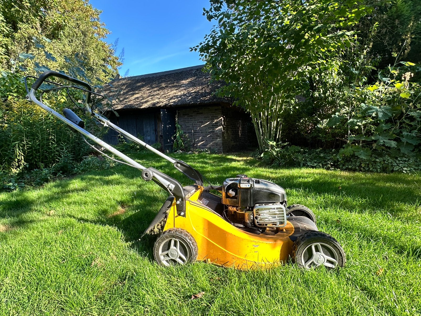 Luxe Stiga Power 53 SE B benzine grasmaaier elektr. start, Ophalen, Cirkelmaaier, Gebruikt, Elektrische starter