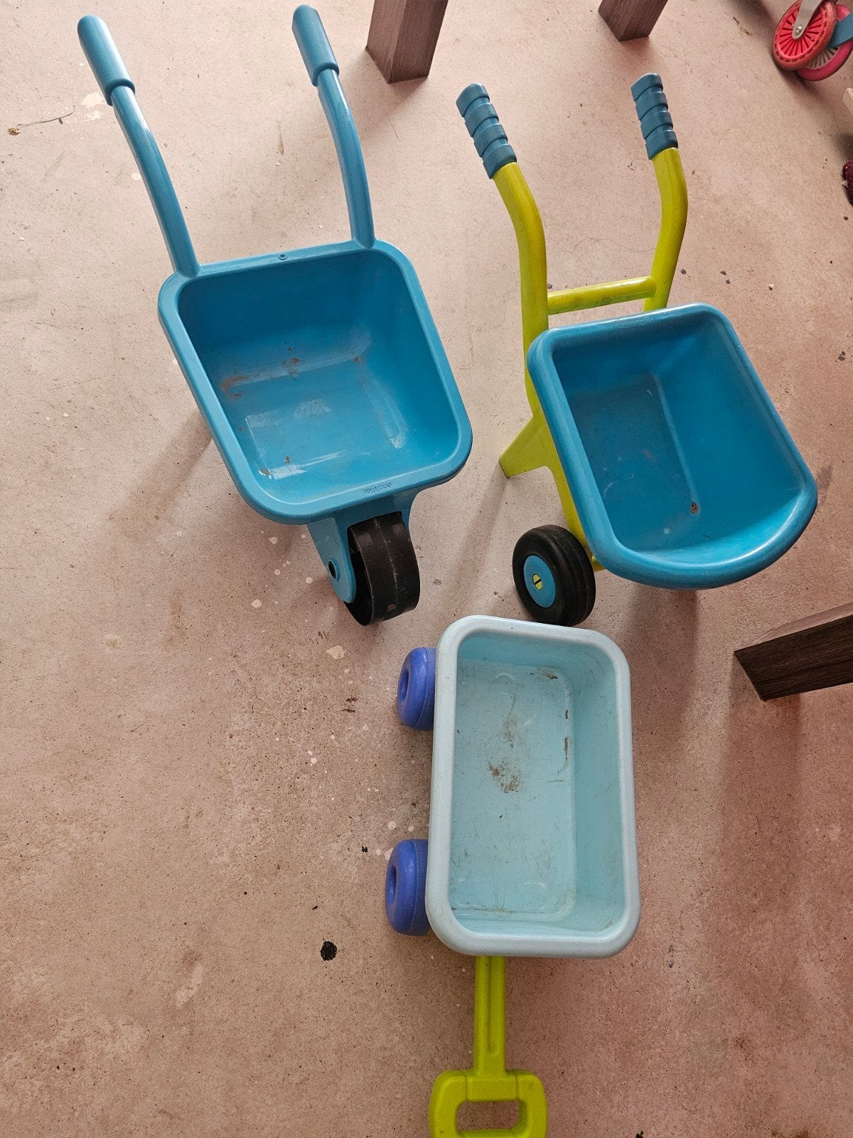 Set van 3 kinder kruiwagens en karretje, Ophalen