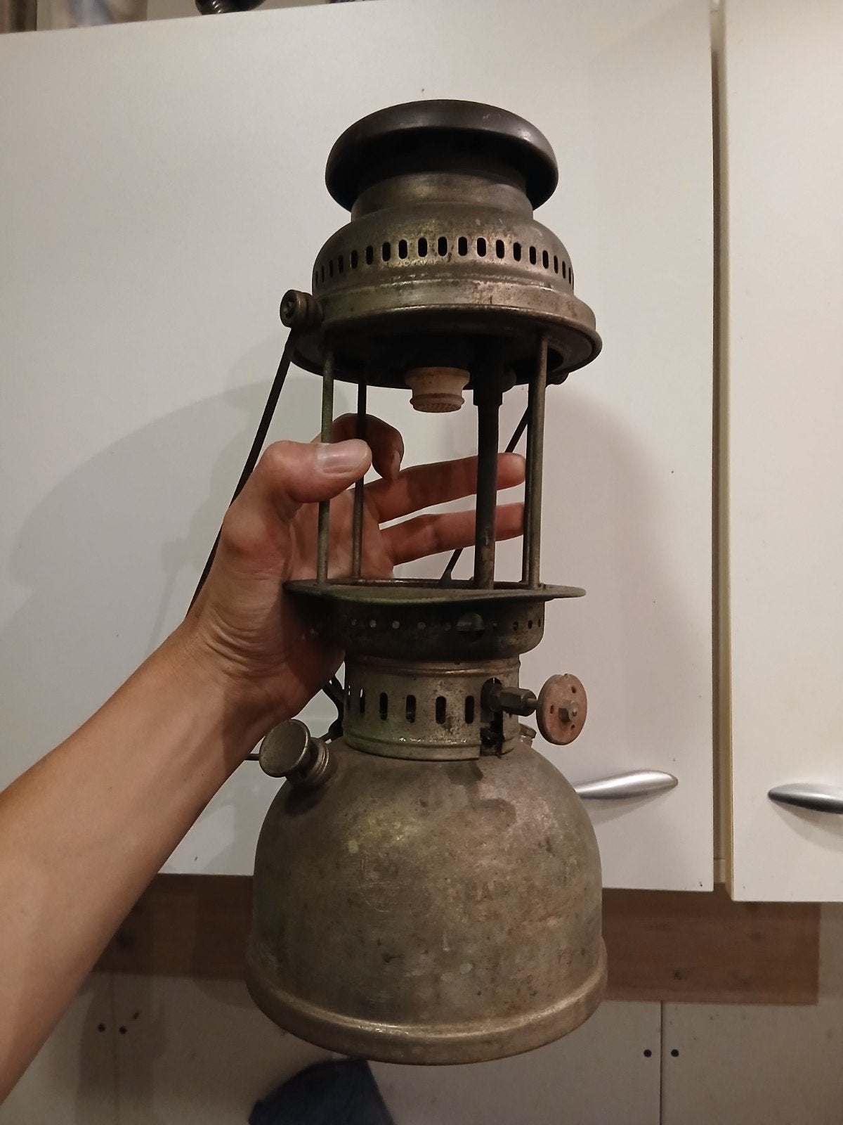 Petroleum druklamp Optimus 300 (soort petromax), Antiek en Kunst, Antiek | Lampen, Ophalen of Verzenden