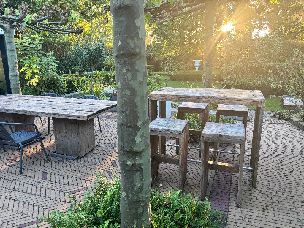 Bar en tuintafel hout, Ophalen, Gebruikt