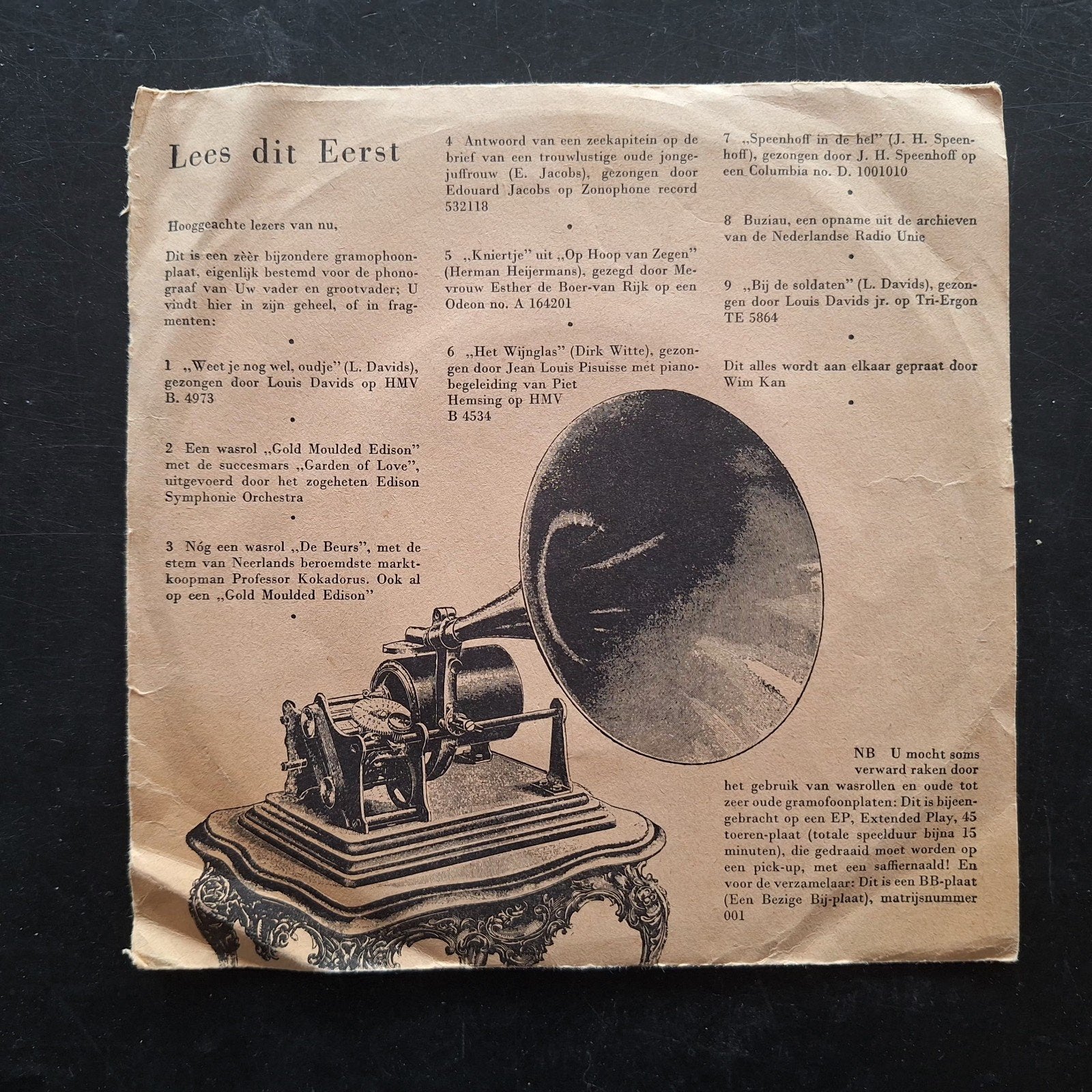 7"-EP/SINGLE  WIM KAN - Bezige Bij Plaat, EP, Ophalen of Verzenden, Gebruikt, EP