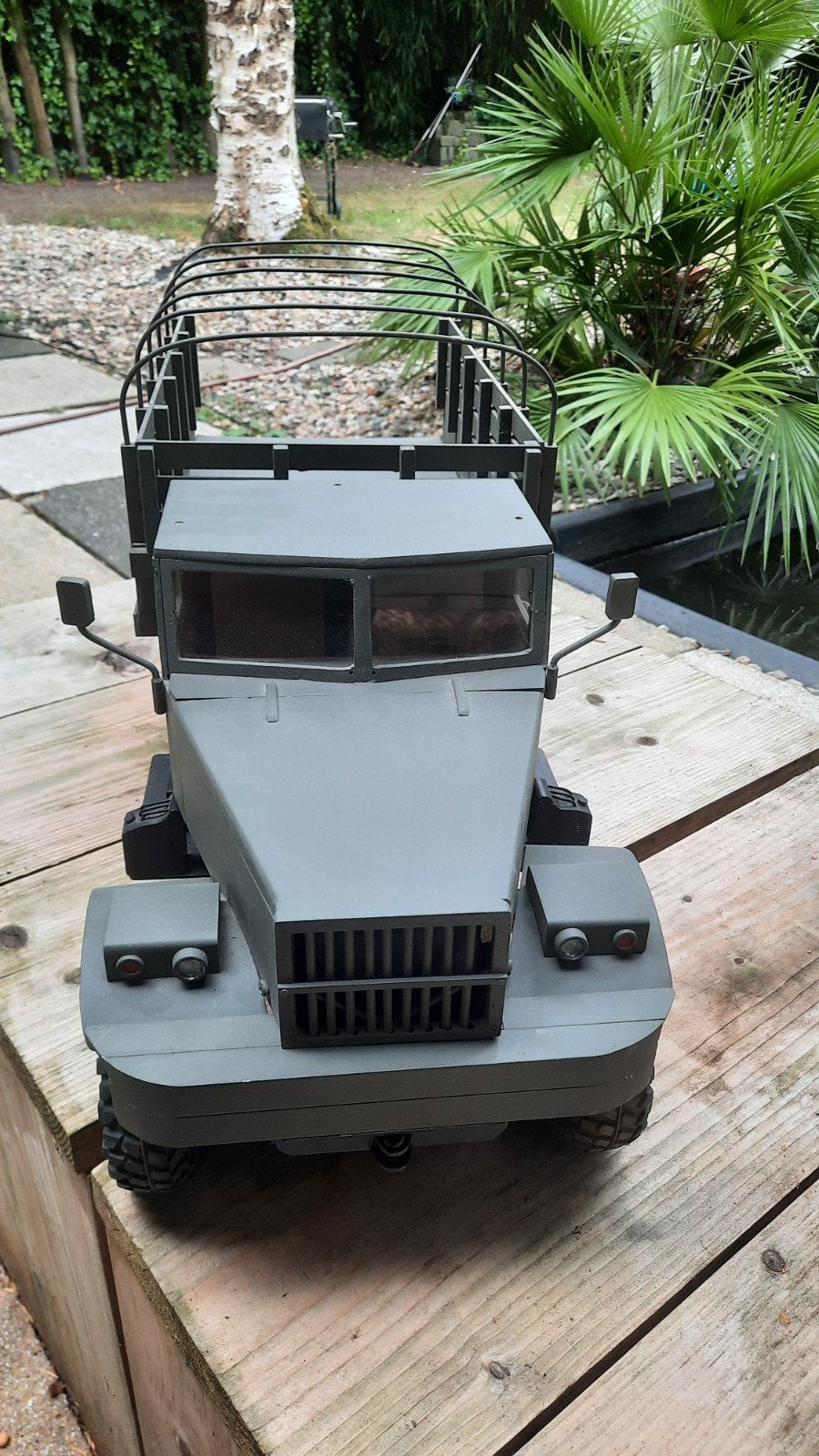 Handgemaakte metalen RC legertruck, Elektro, Gebruikt, Auto offroad, Ophalen of Verzenden