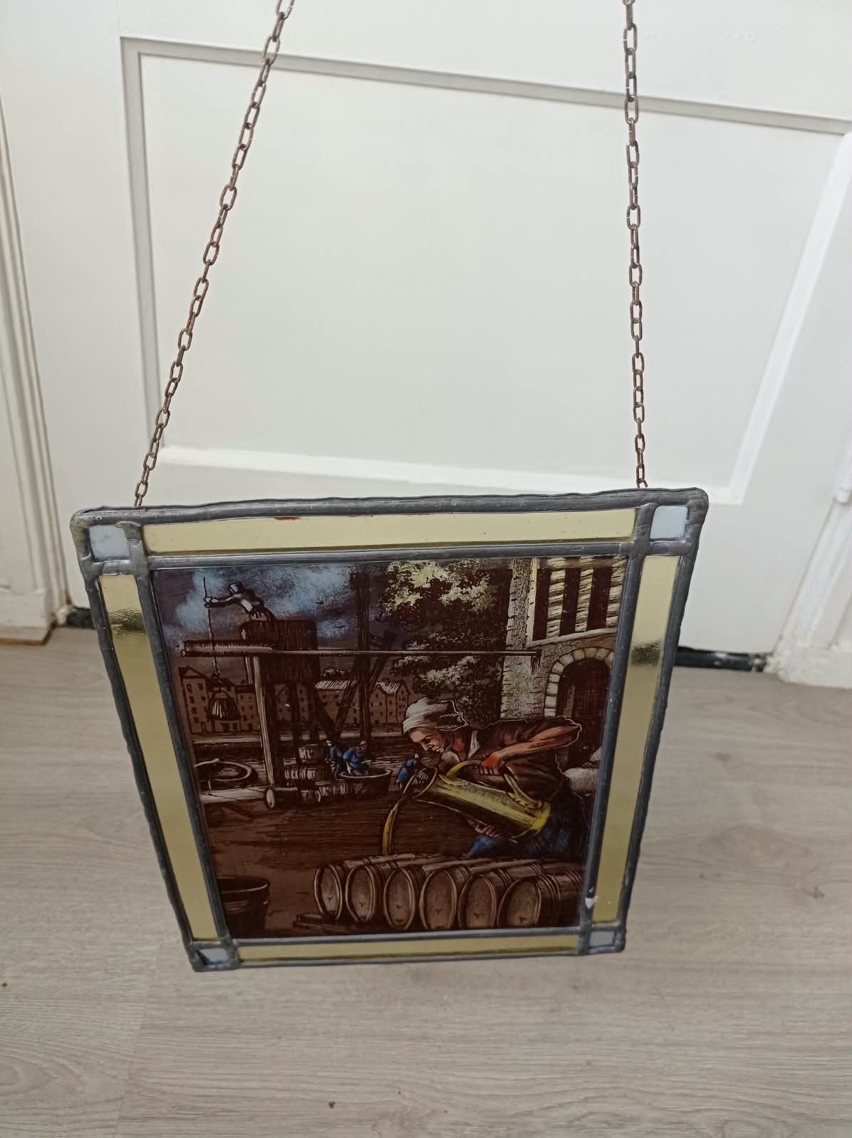 Vintage Glas-in-lood Raamhanger "De Brouwer" Jan Luyken, Ophalen of Verzenden