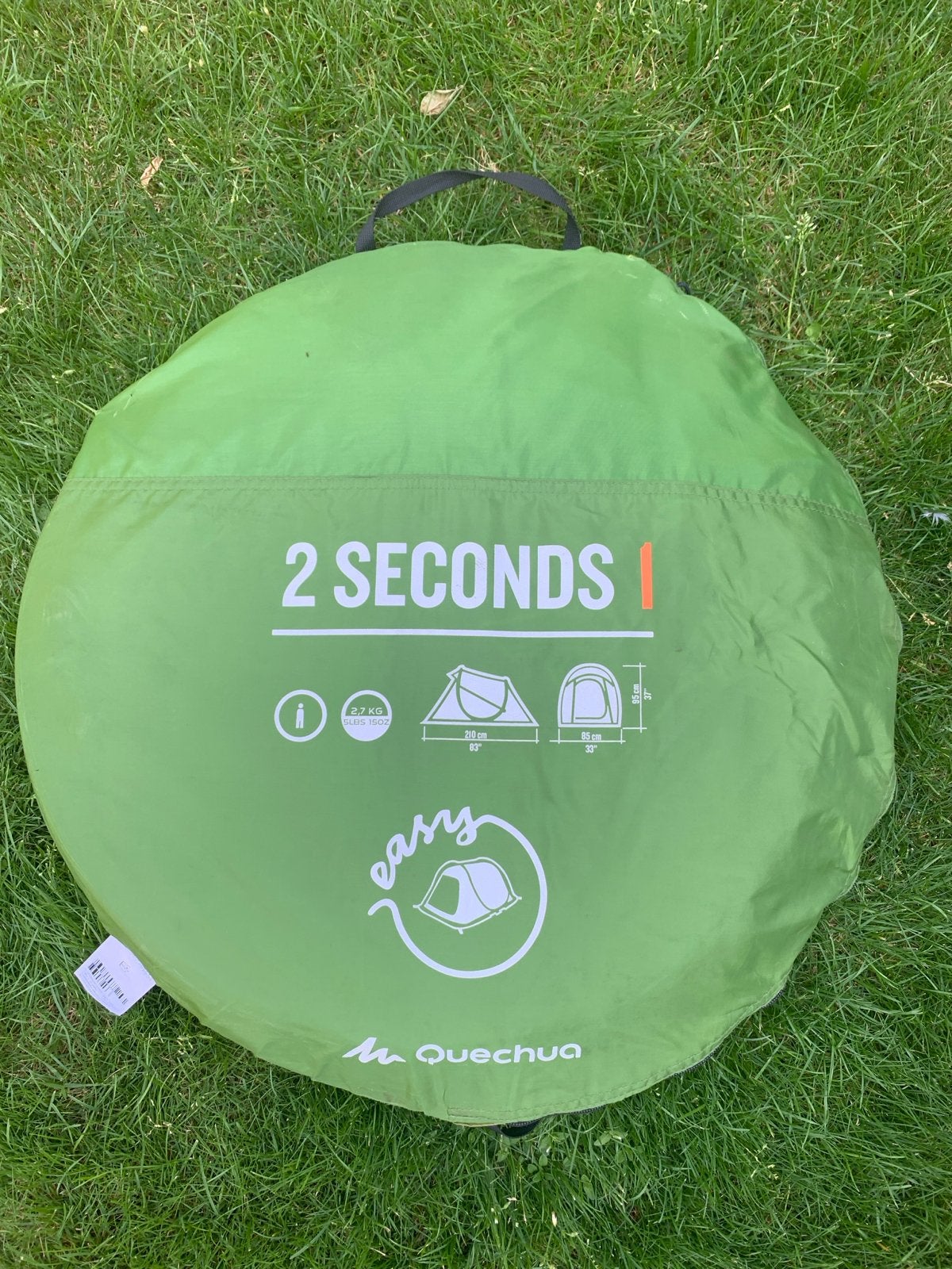 Quechua 2 Seconds Easy 1 persoons tent - Groen Easy, Ophalen of Verzenden, Gebruikt
