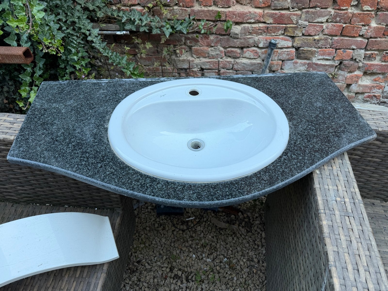Wastafel met granieten blad - 110x55cm, Ophalen, Gebruikt, Steen, Wastafel