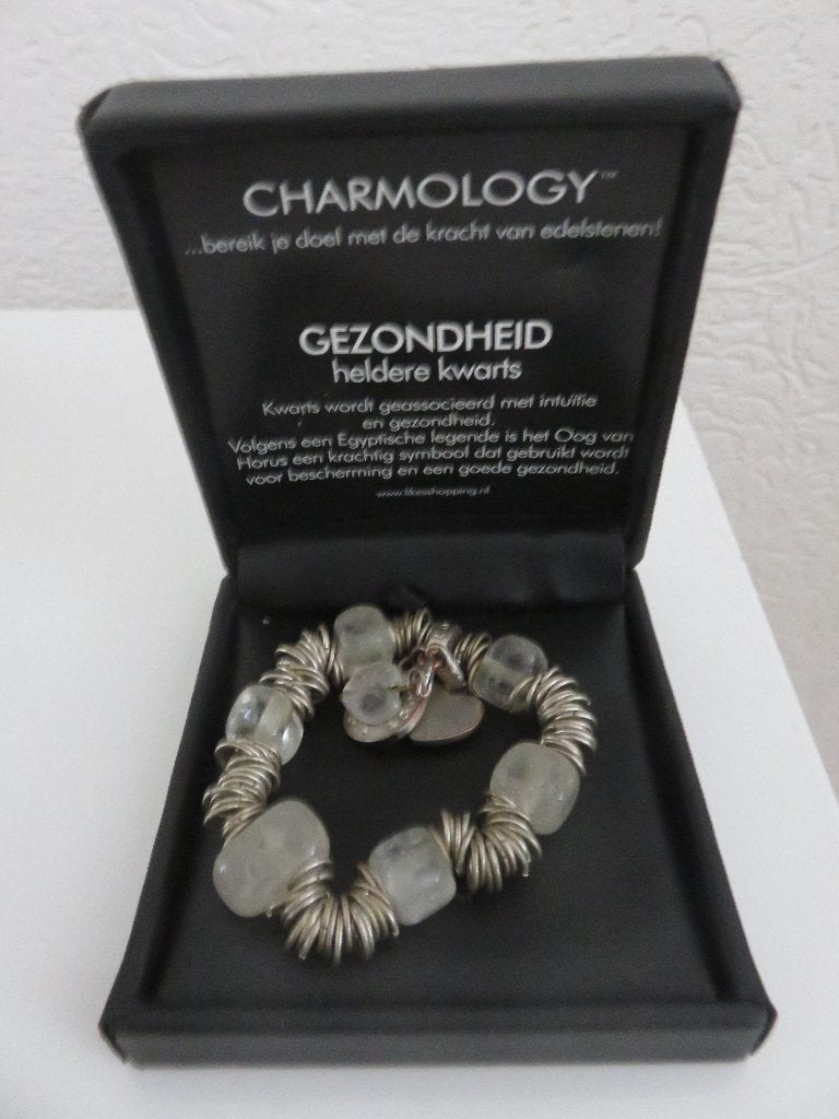 CHARMOLOGY GEZONDHEID ARMBAND  HELDERE KWARTS, Verzenden, Nieuw, Met bedels of kralen, Zilver