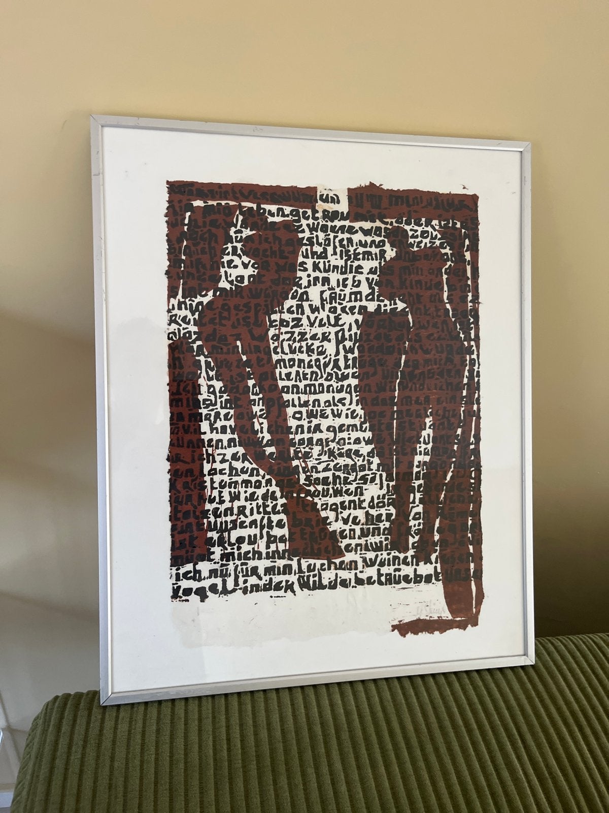 Unieke Zeefdruk met Tekst en Figuren - Gesigneerd, Dagelijks leven, 1950 - 1999, Ophalen of Verzenden, Gesigneerd