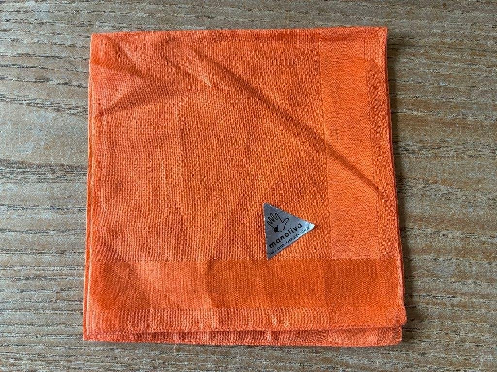 Vintage oranje zakdoek Manoliva - 100% katoen Italië, Ophalen of Verzenden