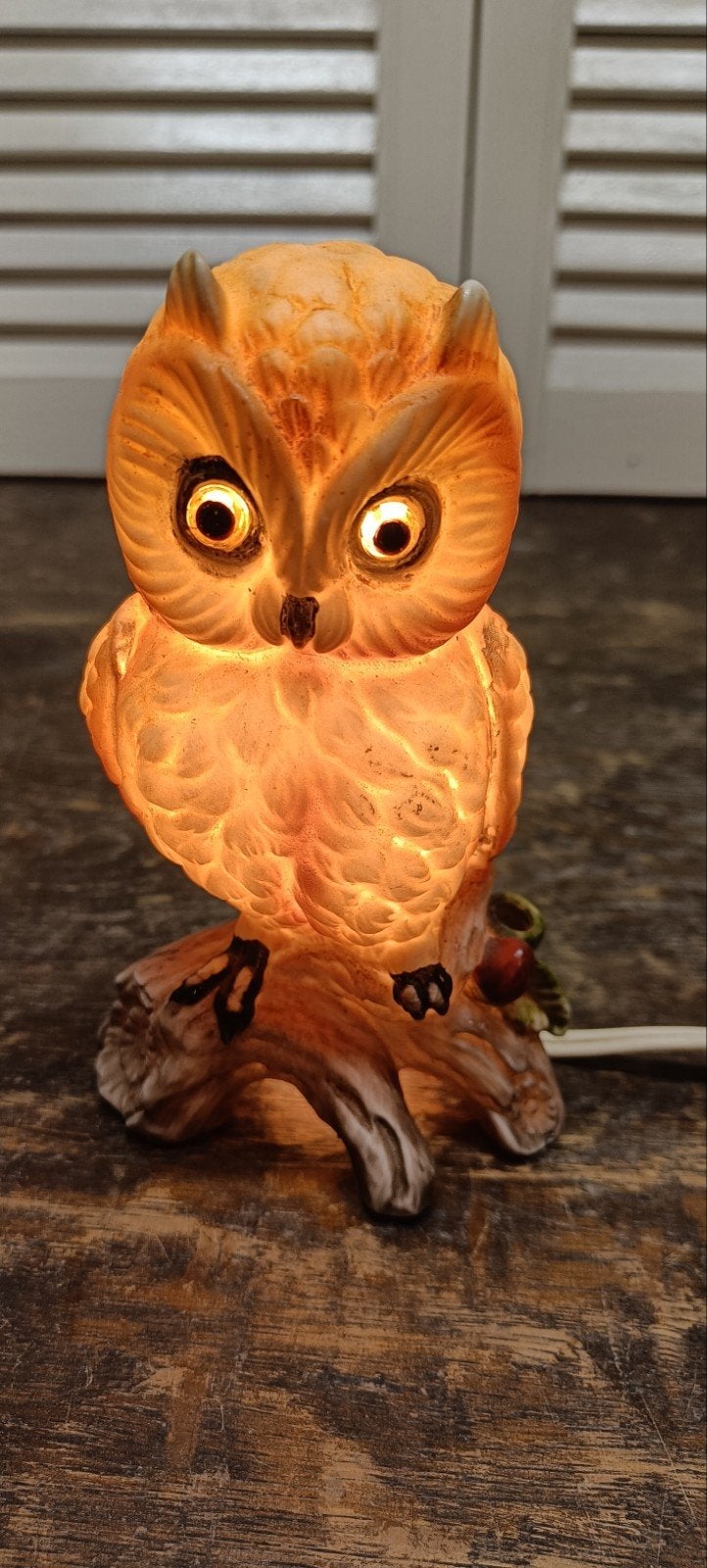 Vintage Uil Lampje van Biscuit Porselein - 16cm Hoog, Ophalen of Verzenden