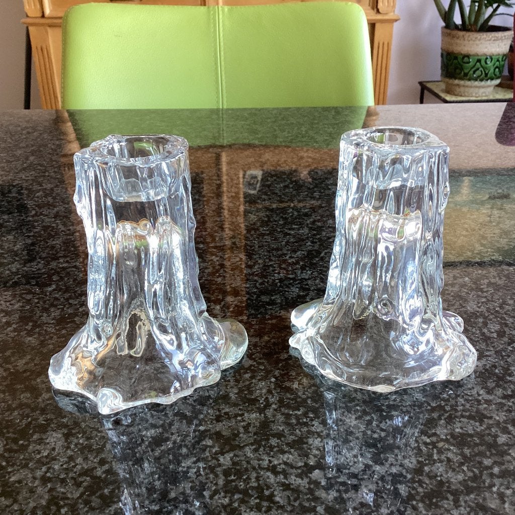 Glaskunst, kandelaar, boomschors design, setprijs, Ophalen