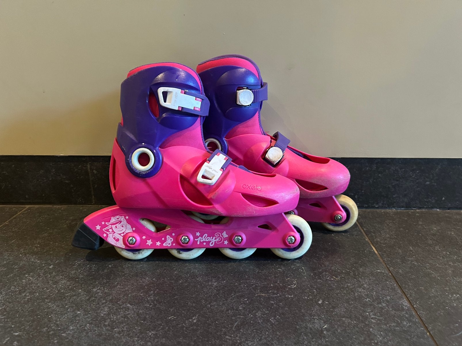 Oxelo skeelers maat 34-36 - roze/paars (decathlon skates), Kinderen en Baby's, Ophalen, Verstelbaar, Gebruikt, Kinderen