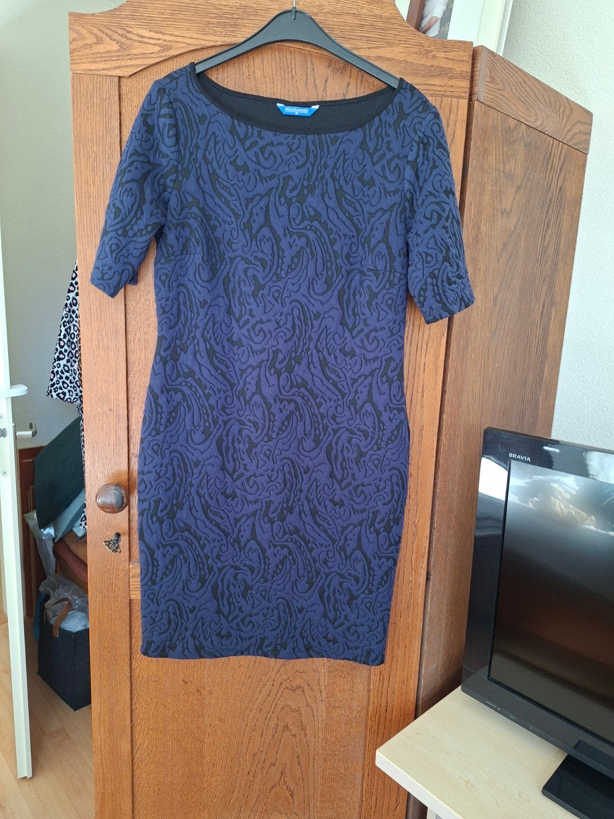 Nieuw blauw jurkje met zwarte print - Maat 38, Kleding | Dames, Maat 38/40 (M), Blauw, Nieuw, Ophalen of Verzenden