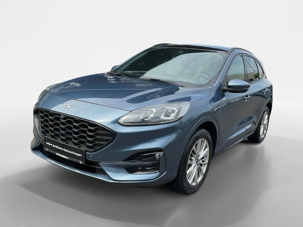 Ford Kuga ST line X 2.5 Phev 225pk 2021 Blauw Pano-dak Trekh, 4 cilinders, Blauw, Leder en Stof, Plug-in hybride