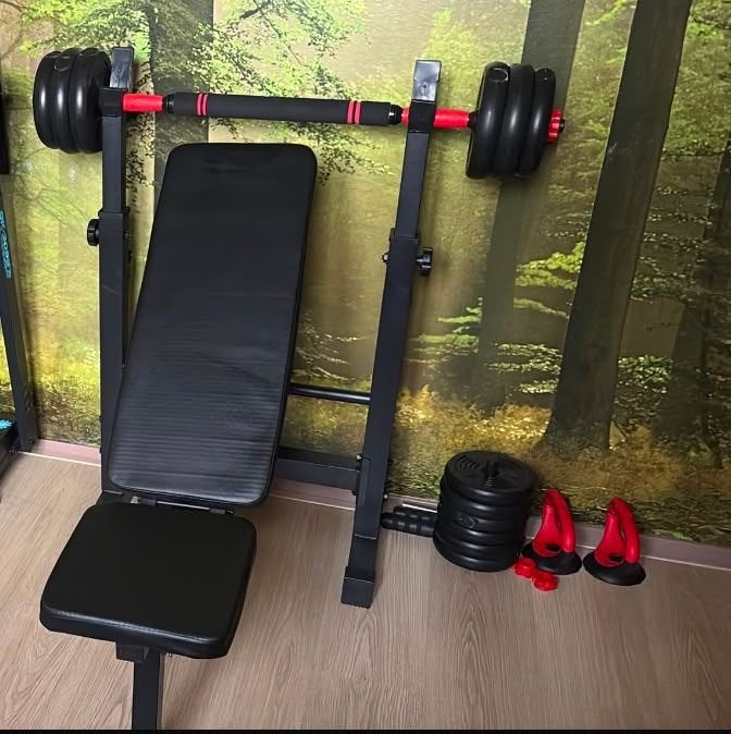 Verstelbare Dumbbell Set 20KG met Halterbank en Accessoires, Sport en Fitness, Ophalen, Nieuw, Benen, Halterset
