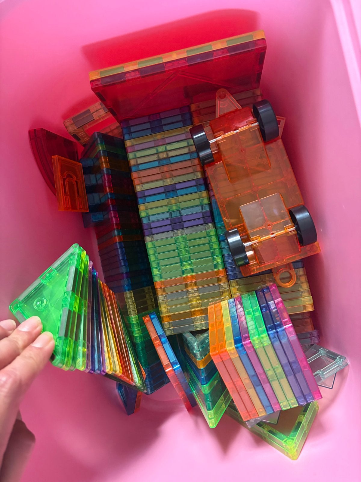 Grote set magnetische bouwblokken met wielen, Ophalen of Verzenden, Gebruikt, Overige merken
