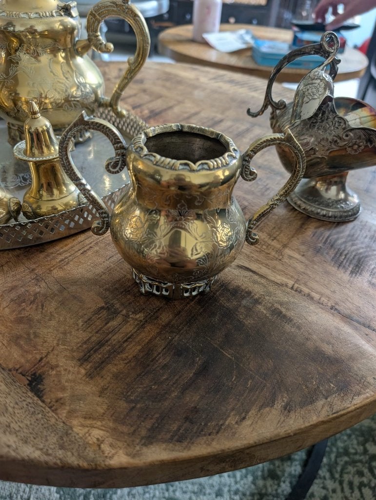 Oude messing decoratie theeservies, Antiek en Kunst, Ophalen