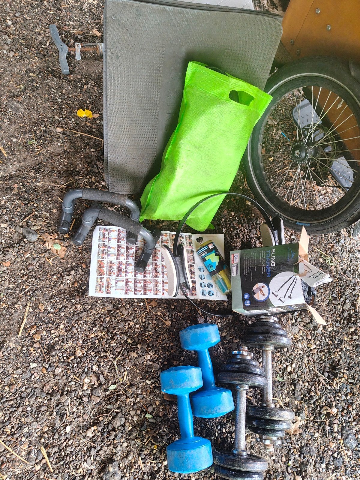 Complete set sport attributen - alles in één koop, Ophalen of Verzenden, Gebruikt, Benen, Dumbbell