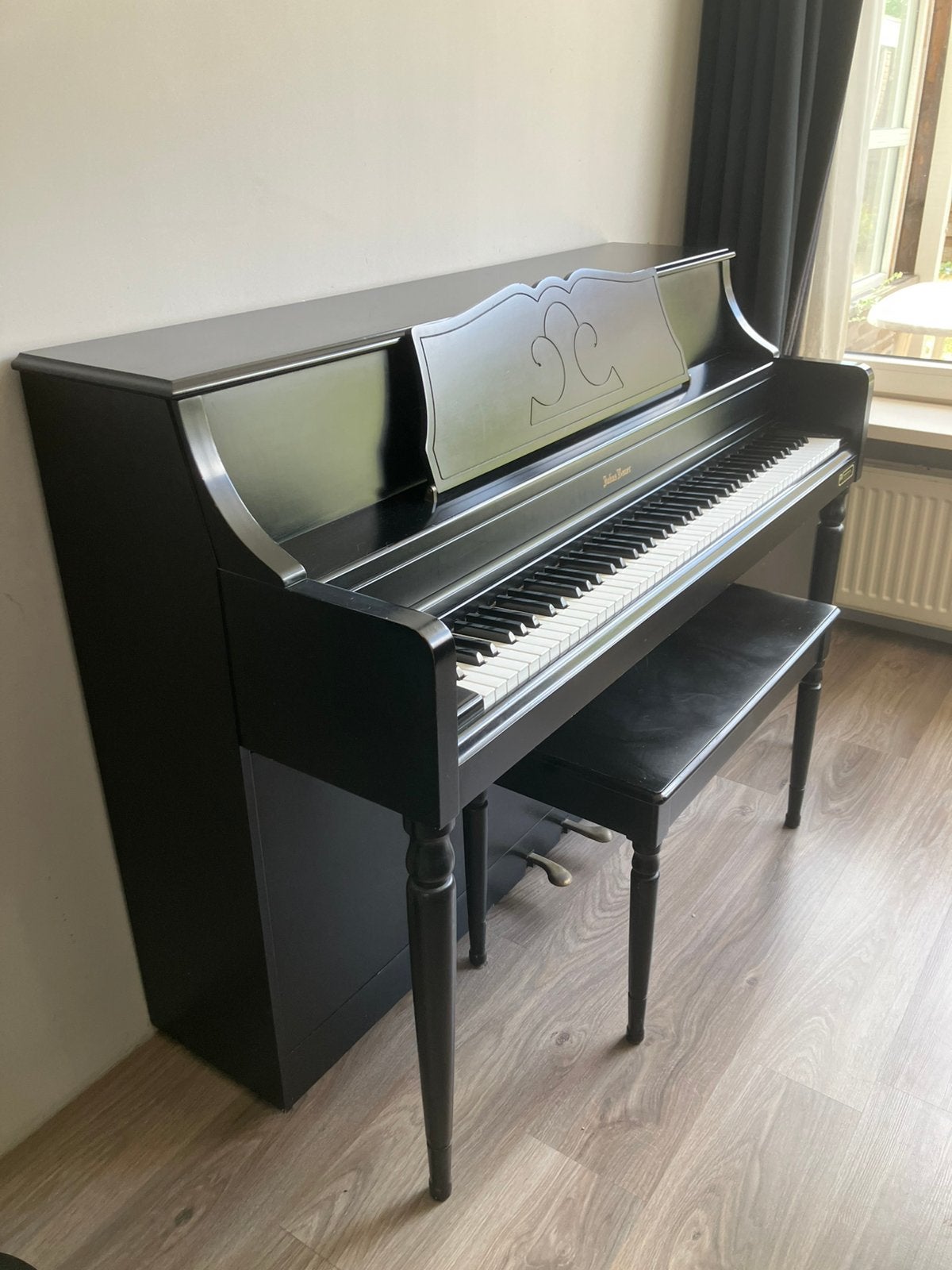 Julius Bauer Piano met kruk, Ophalen, Gebruikt, Zwart, Piano