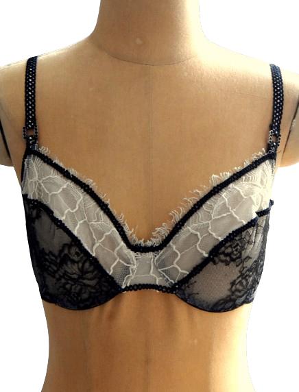 Pleasure State BH, organza, zwart/wit, Mt. 75 C, Pleasure State, Verzenden, Zwart, BH