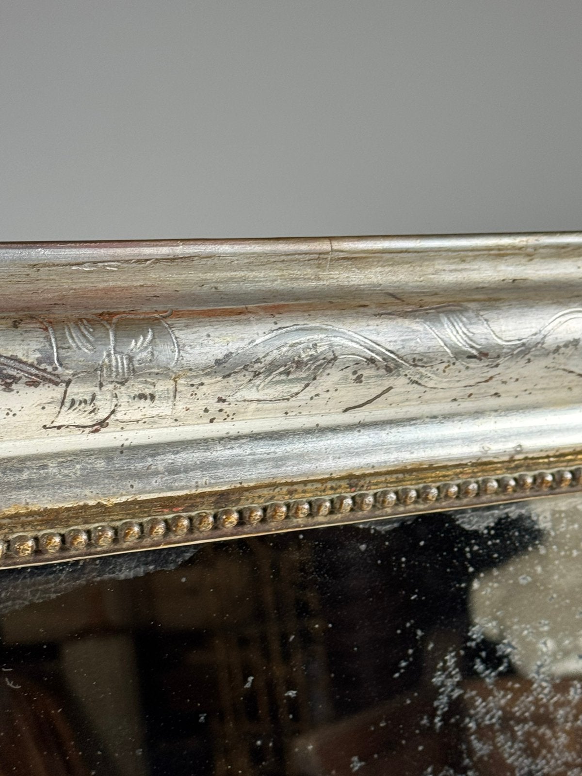 Verzilverde spiegel louis philippe 19e eeuw, Antiek en Kunst, Ophalen