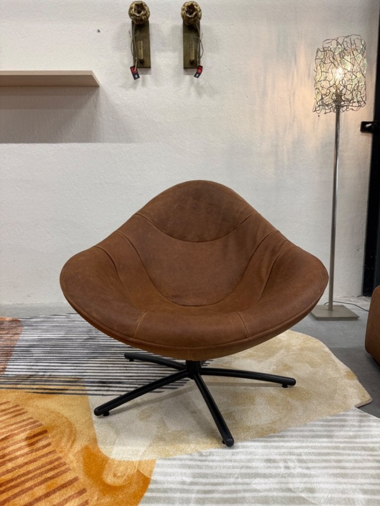 Nieuw Label van den Berg Hidde Draai Fauteuil Bruin Leer, Nieuw, Ophalen of Verzenden, Label, 75 tot 100 cm