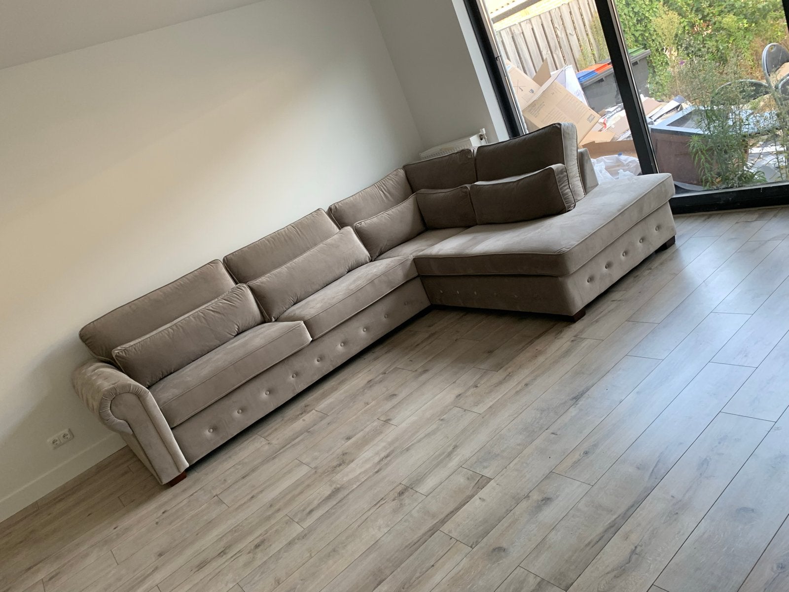 Geweldige velvet hoekbank te koop!, Ophalen, 125 tot 150 cm, Hoekbank, 300 cm of meer
