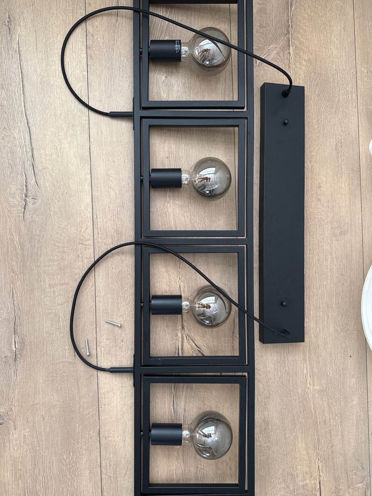 Moderne Zwarte Hanglamp met 4 Lichtpunten - Industrieel Desi, Ophalen of Verzenden, Zo goed als nieuw, Metaal, E27 (groot)