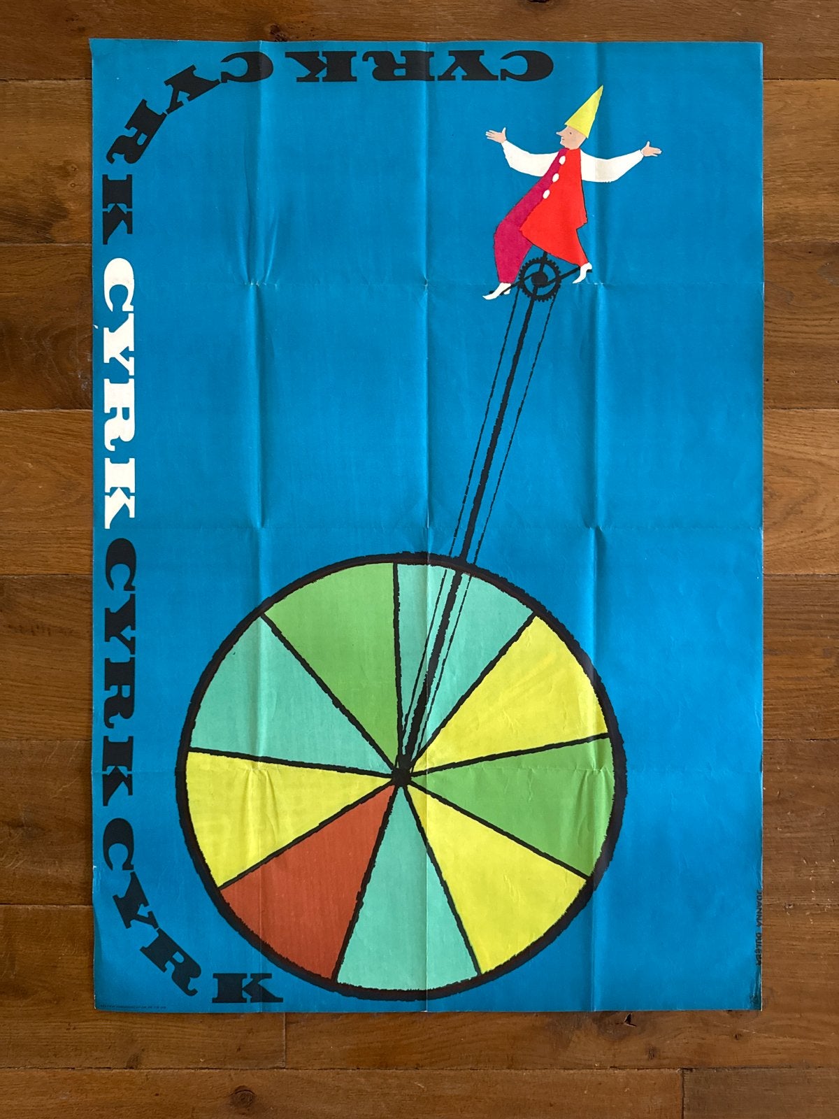 Vintage CYRK Circus Poster - eenwieler, Deurposter of groter, Ophalen of Verzenden, Overige onderwerpen, Rechthoekig Staand