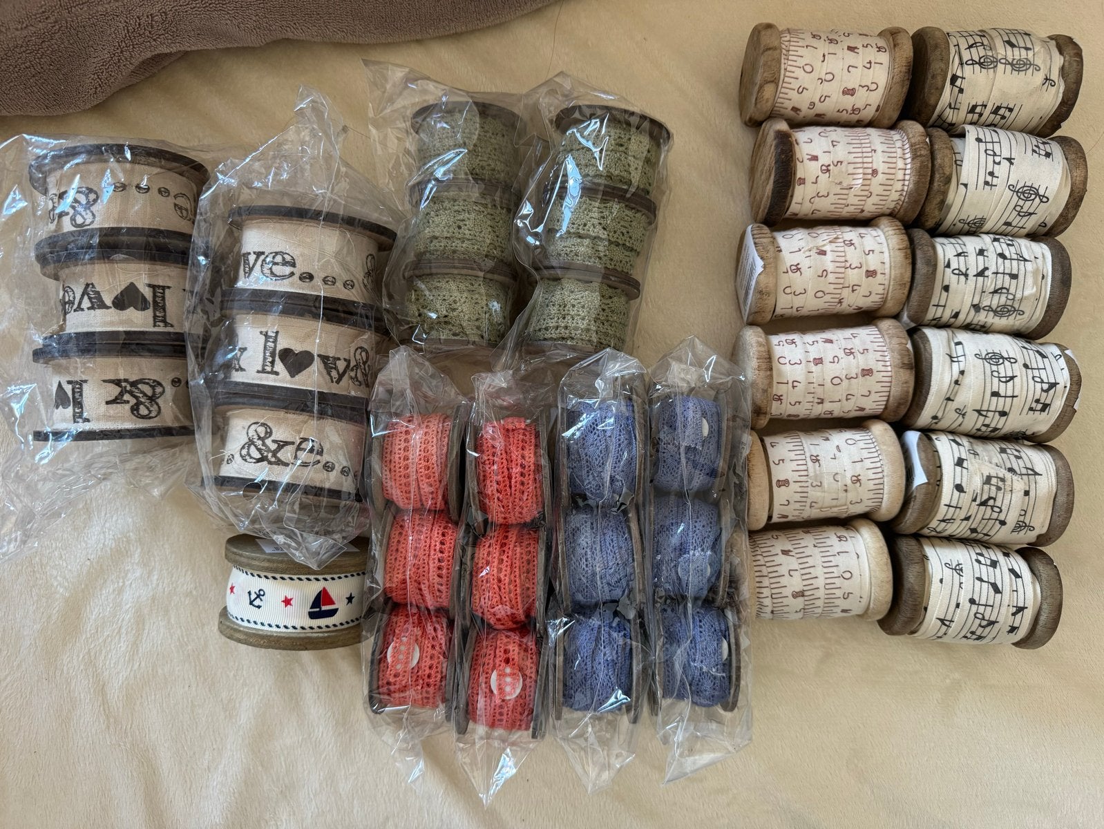 Diverse rollen lint voor knutselen en decoratie, Textiel, Meerkleurig, Ophalen of Verzenden, Zo goed als nieuw