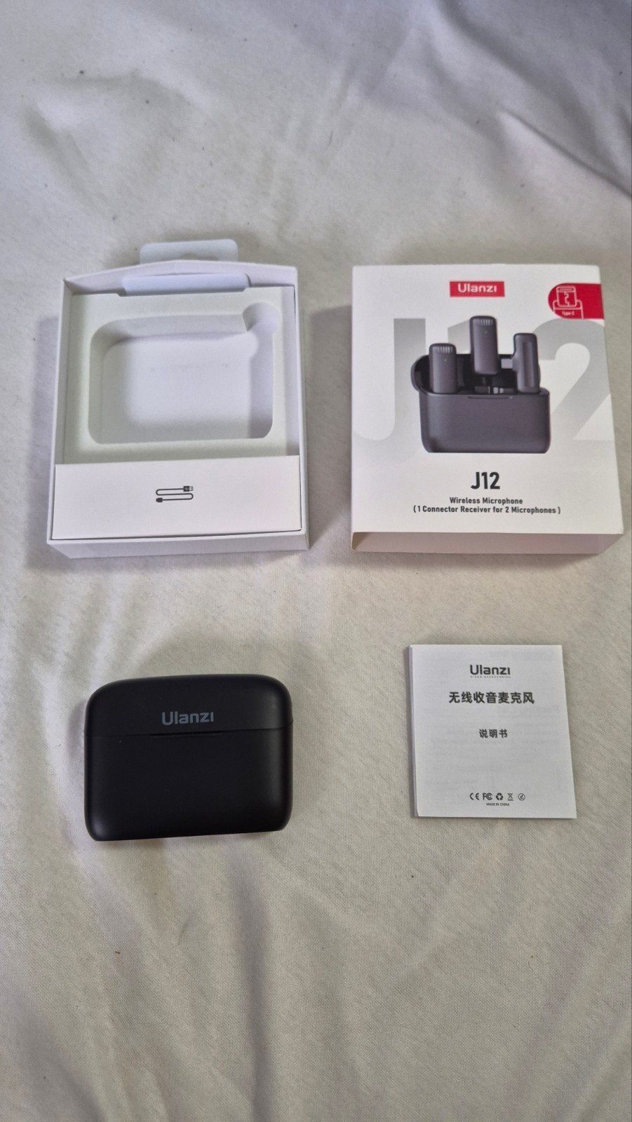Ulanzi J12 Draadloze Microfoon Set voor Telefoons, Ophalen of Verzenden, Zo goed als nieuw, Overige typen, Draadloos