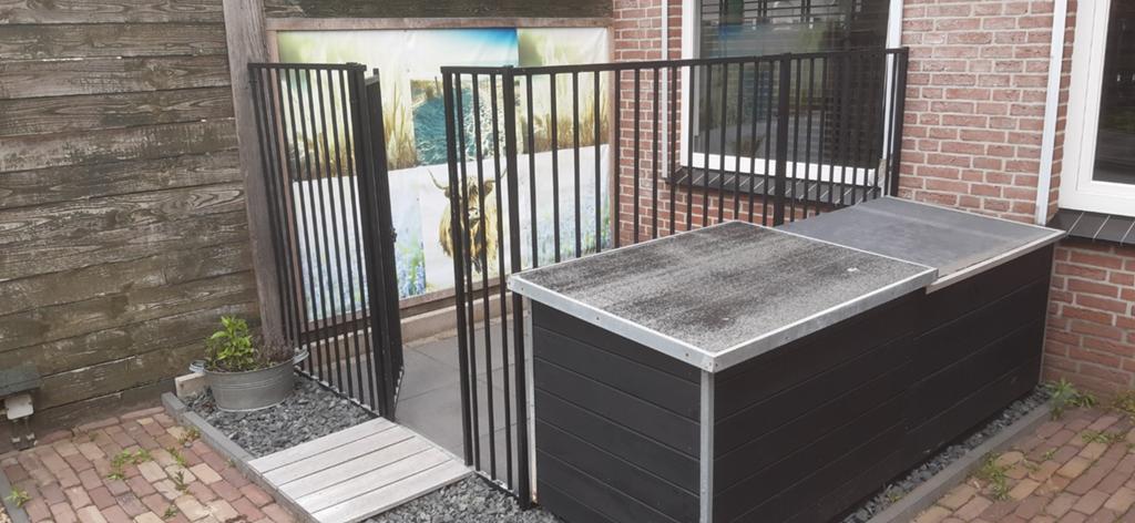 Zwarte Hondenkennel met  zwart nachthok met extra ligplek., Ophalen, 110 cm of meer, 100 cm of meer