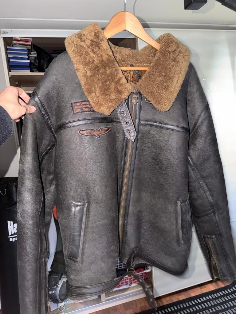 Pall Mall leren Pilotenjas - Limited Edition Schapenwol XL, Kleding | Heren, Jassen | Winter, Ophalen of Verzenden, Gedragen, Maat 56/58 (XL)
