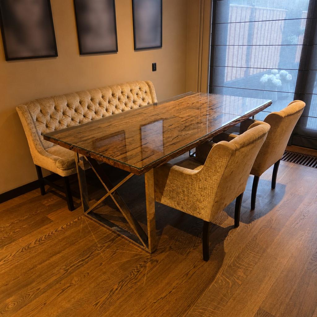Eettafel (Kensignton / Erik Kuster / Richmond Interiors), Huis en Inrichting, Tafels | Eettafels, Ophalen, Glas, 100 tot 150 cm