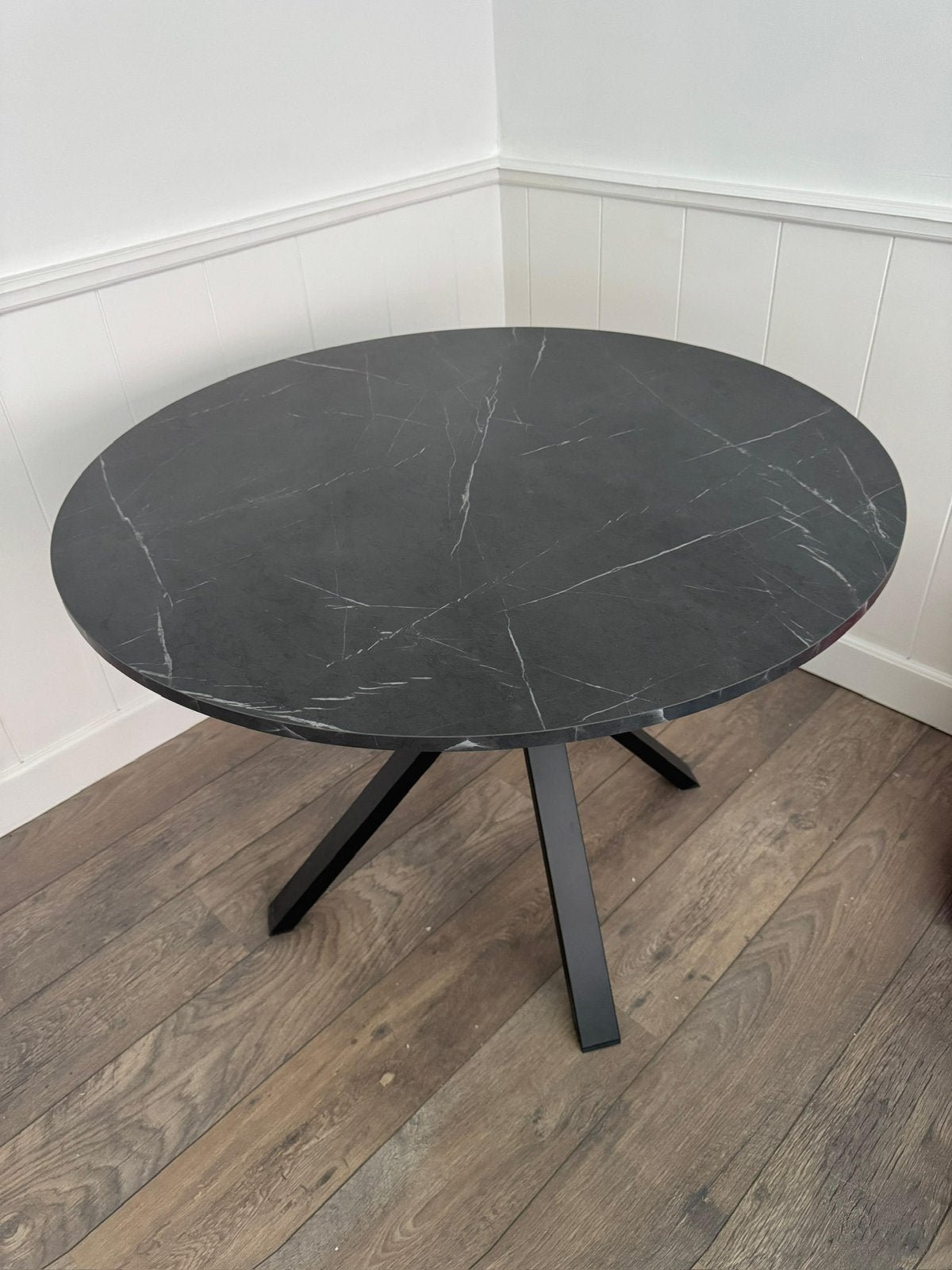 Zwarte marmerlook eettafel, Ophalen, Zo goed als nieuw, 75 cm of meer, 60 cm of meer