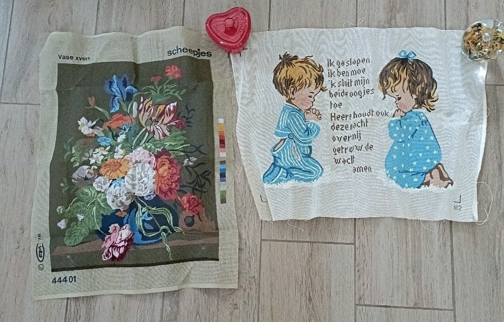 2 Vintage borduur patronen stramien (JL2), Ophalen of Verzenden, Zo goed als nieuw, Handborduren, Patroon