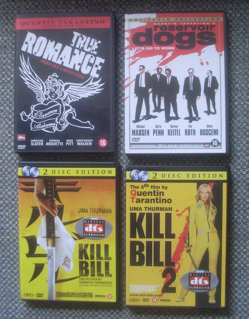 Quentin Tarantino, Reservoir Dogs True Romance Kill Bill DVD, Vanaf 16 jaar, Ophalen of Verzenden, Zo goed als nieuw, Actie